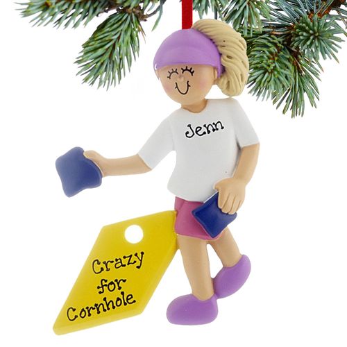 Personalized Corn Hole Game Girl Christmas Ornament