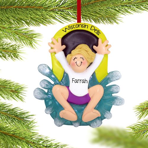 Personalized Water Slide Girl Christmas Ornament