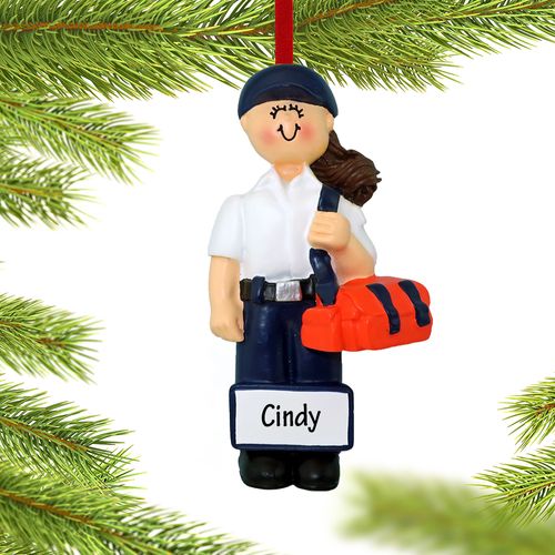 Personalized Female EMT Christmas Ornament