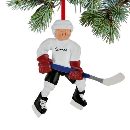 Personalized Hockey Player Ready To Score Christmas Ornament