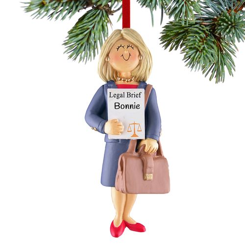 Personalized Lawyer Female Christmas Ornament