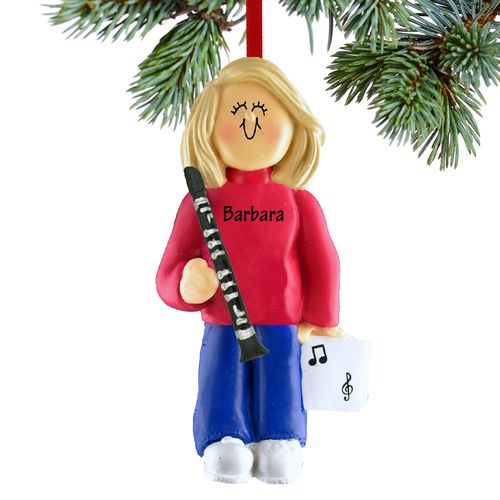 Personalized Clarinet Player Female Christmas Ornament