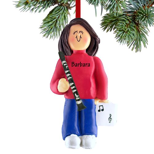 Personalized Clarinet Player Female Christmas Ornament