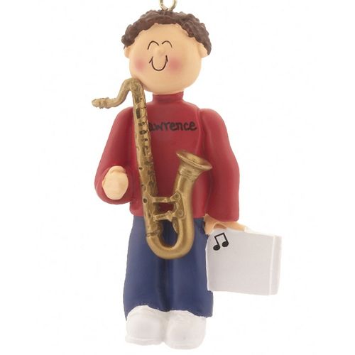 Personalized Saxophone Player Male Christmas Ornament