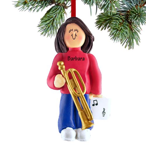 Personalized Trombone Player Female Christmas Ornament