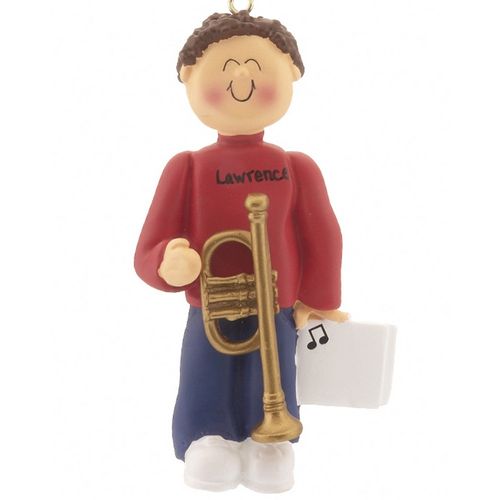 Personalized Trumpet Player Male Christmas Ornament