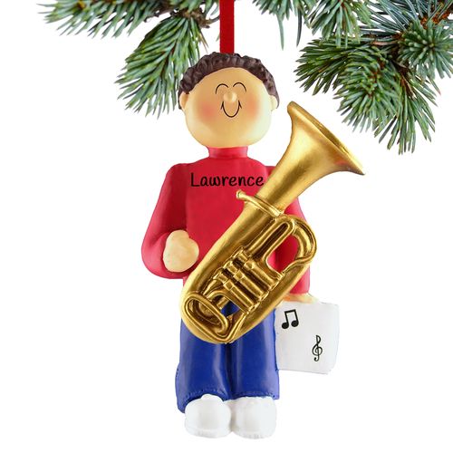 Personalized Tuba Player Male Christmas Ornament