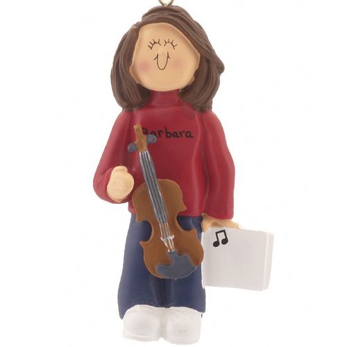 Personalized Violin Player Female Christmas Ornament