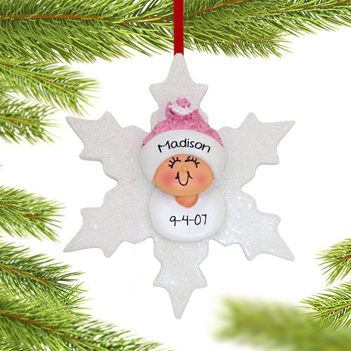 Personalized Baby Girl on Snowflake Christmas Ornament