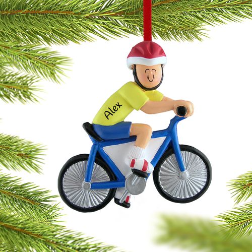 Personalized Bicycle Rider Male Christmas Ornament