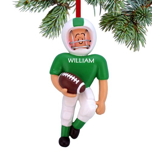 Personalized Football Player (Green) Christmas Ornament