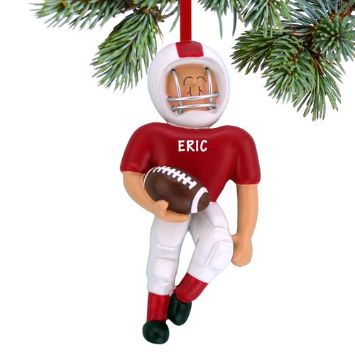 Personalized Football Player (Red) Christmas Ornament