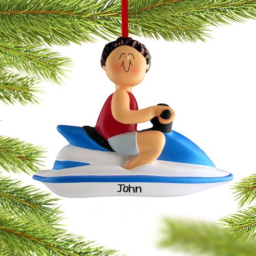 Personalized Jet Ski Male Christmas Ornament