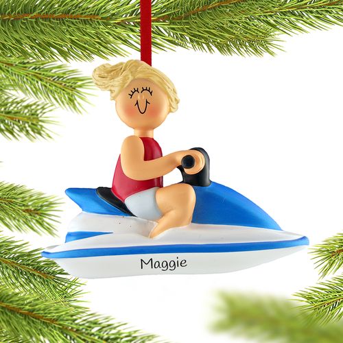 Personalized Jet Ski Female Christmas Ornament