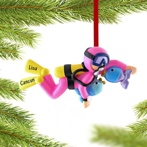 Personalized Scuba Diver Male Christmas Ornament