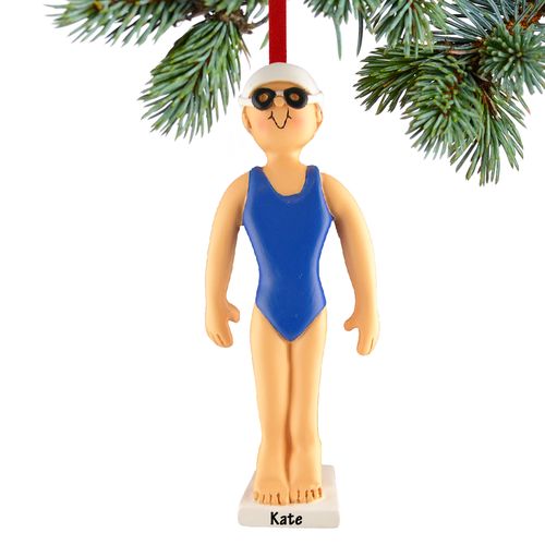 Personalized Swimmer Female Christmas Ornament