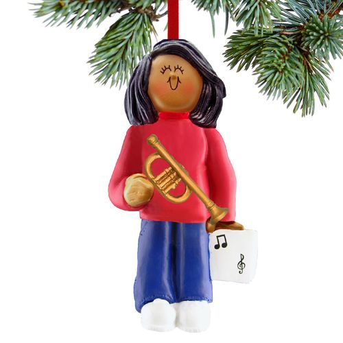 Trumpet Player Female Christmas Ornament