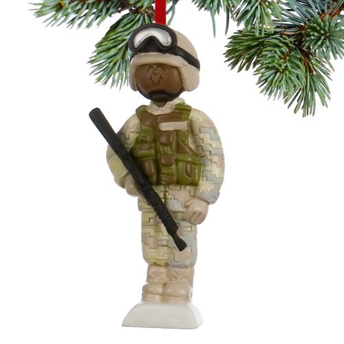 Personalized Soldier in Fatigues Christmas Ornament