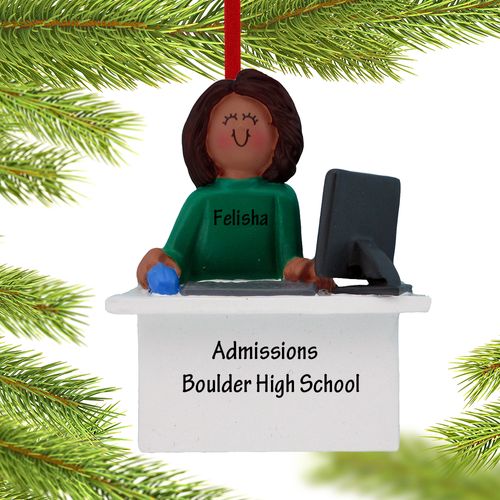 Personalized Computer Female Christmas Ornament