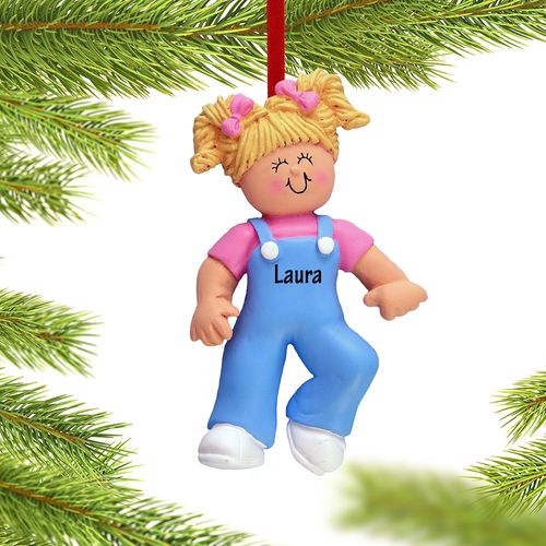 Personalized Baby's First Steps Girl Christmas Ornament