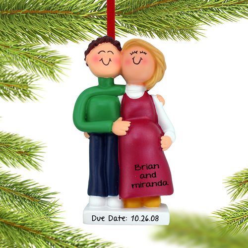 Personalized Pregnant Couple Christmas Ornament