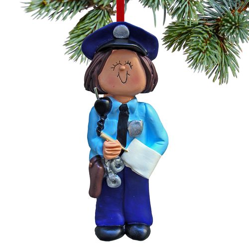 Personalized Policewoman Christmas Ornament