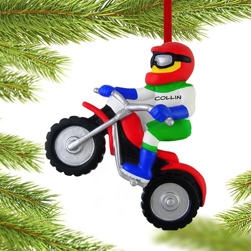 Personalized Dirt Bike Rider Christmas Ornament