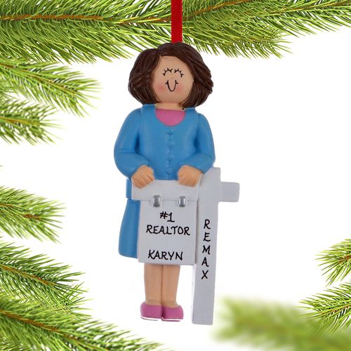 Personalized Real Estate Female Christmas Ornament