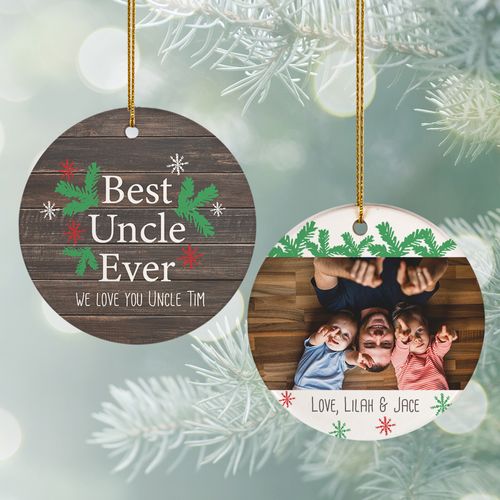 Personalized Best Uncle Ever Photo Christmas Ornament