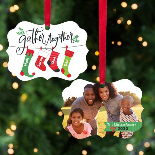 Personalized Stocking Family of 4 Christmas Ornament