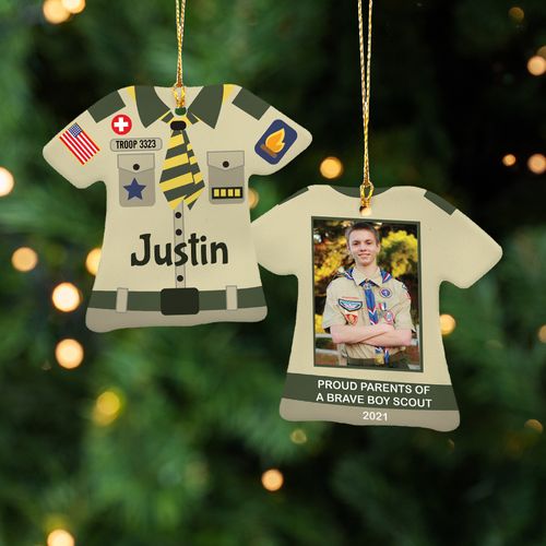 Personalized Boys Scout Uniform Shirt Christmas Ornament