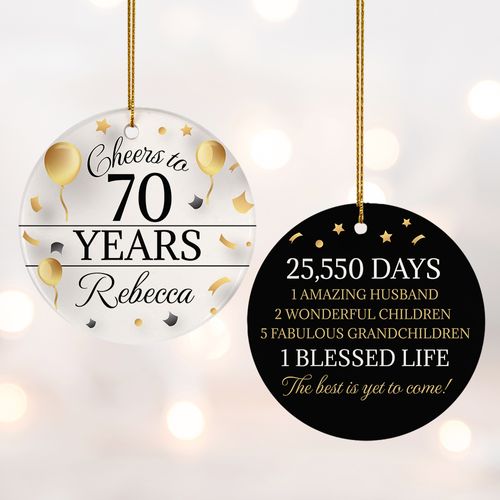 Personalized Cheers to 70 Years Christmas Ornament