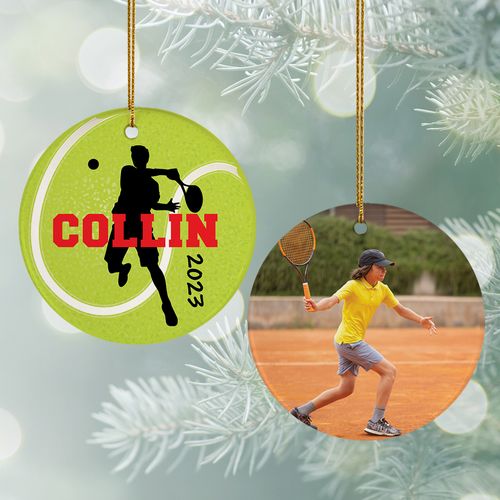 Personalized Tennis Photo Christmas Ornament