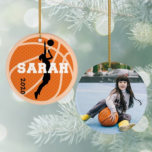 Personalized Basketball Photo Christmas Ornament