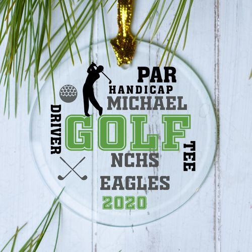 Personalized Golf Team Word Cloud Christmas Ornament