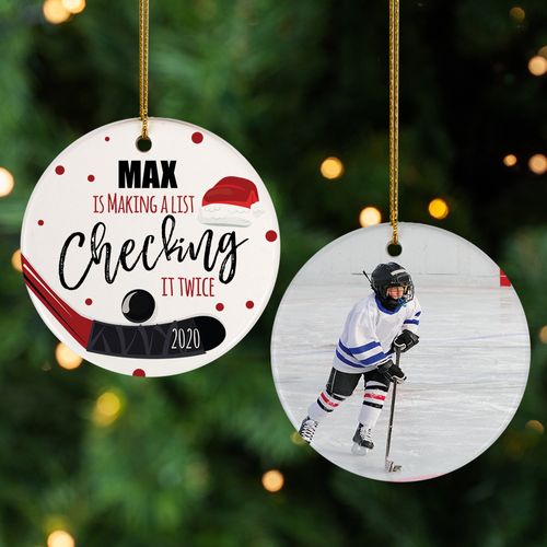 Personalized Hockey Photo Christmas Ornament