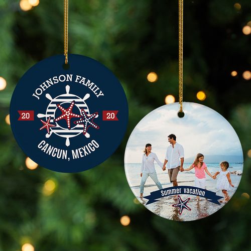 Personalized Beach Vacation Travel Photo Christmas Ornament