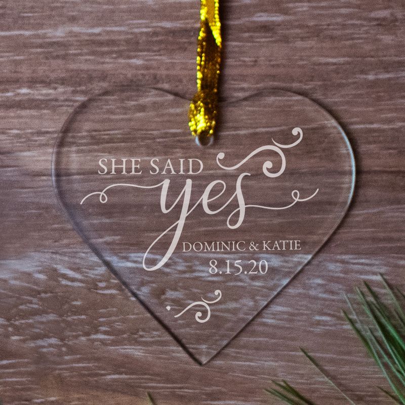 Personalized She Said Yes Christmas Ornament Personalized Christmas