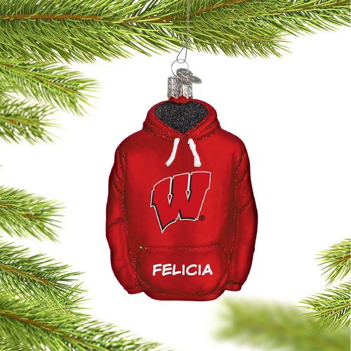 Personalized University of Wisconsin Hoodie Sweatshirt Christmas Ornament