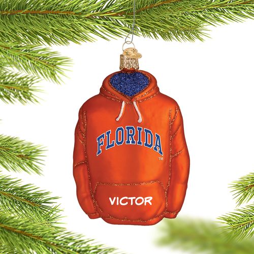 Personalized University of Florida Hoodie Sweatshirt Christmas Ornament