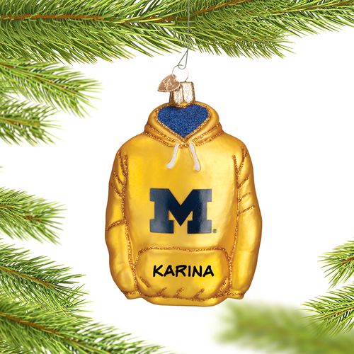 Personalized University of Michigan Hoodie Sweatshirt Christmas Ornament