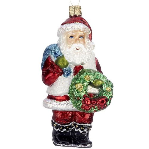 Personalized Santa with Wreath Christmas Ornament