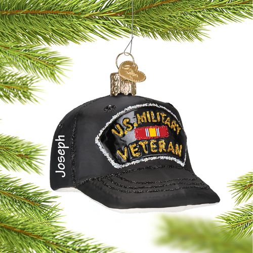 Personalized Veteran's Cap Christmas Ornament