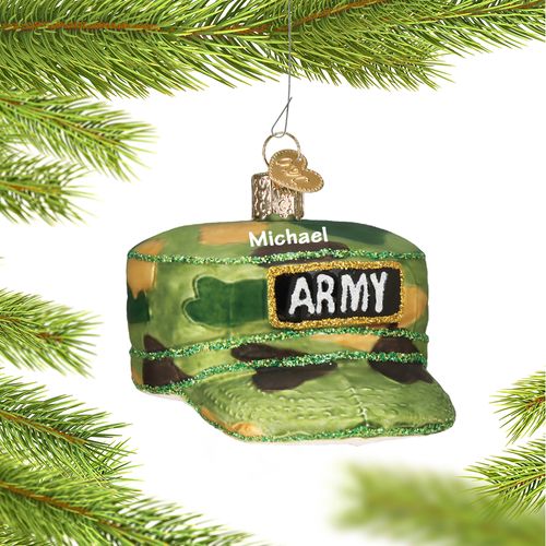 Personalized Army Camo Hat Christmas Ornament