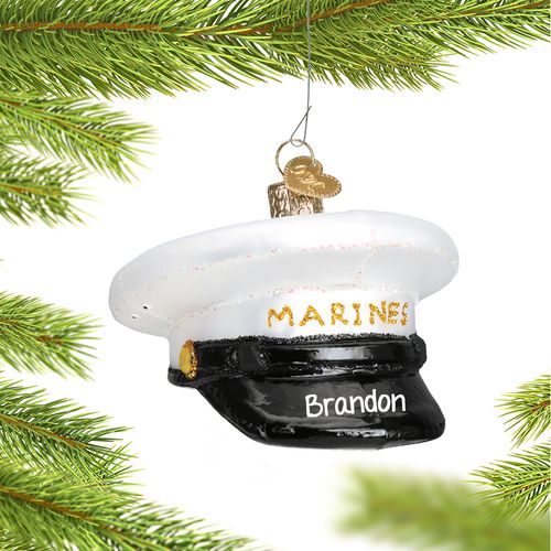 Personalized Marines Cap Christmas Ornament