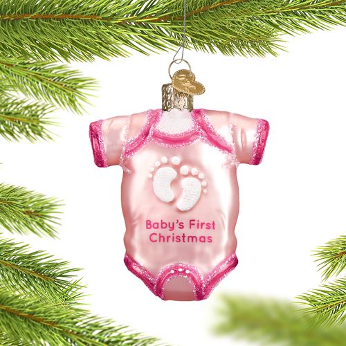 Personalized Pink Baby Onesie Christmas Ornament