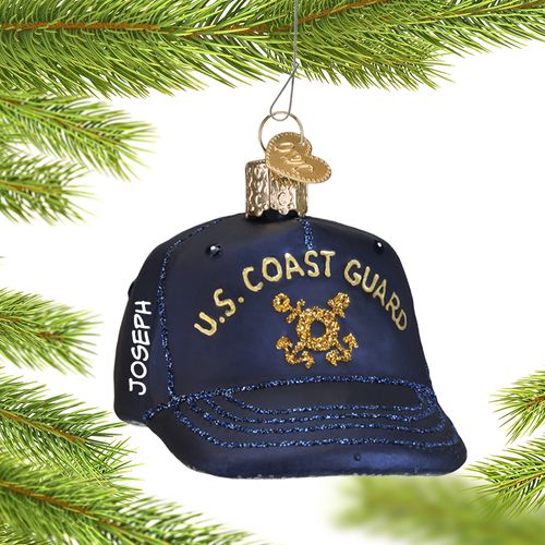 Personalized Coast Guard Cap Christmas Ornament