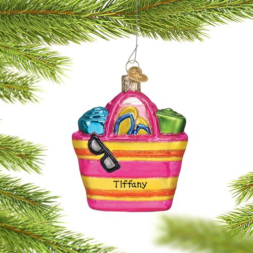 Personalized Beach Bag Christmas Ornament