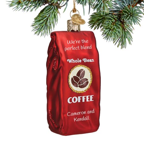 Personalized Bag of Coffee Beans Christmas Ornament