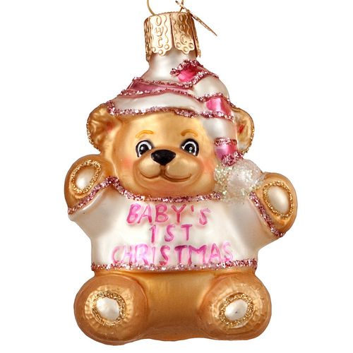 Personalized Baby's First Christmas Teddy Bear (Girl) Christmas Ornament